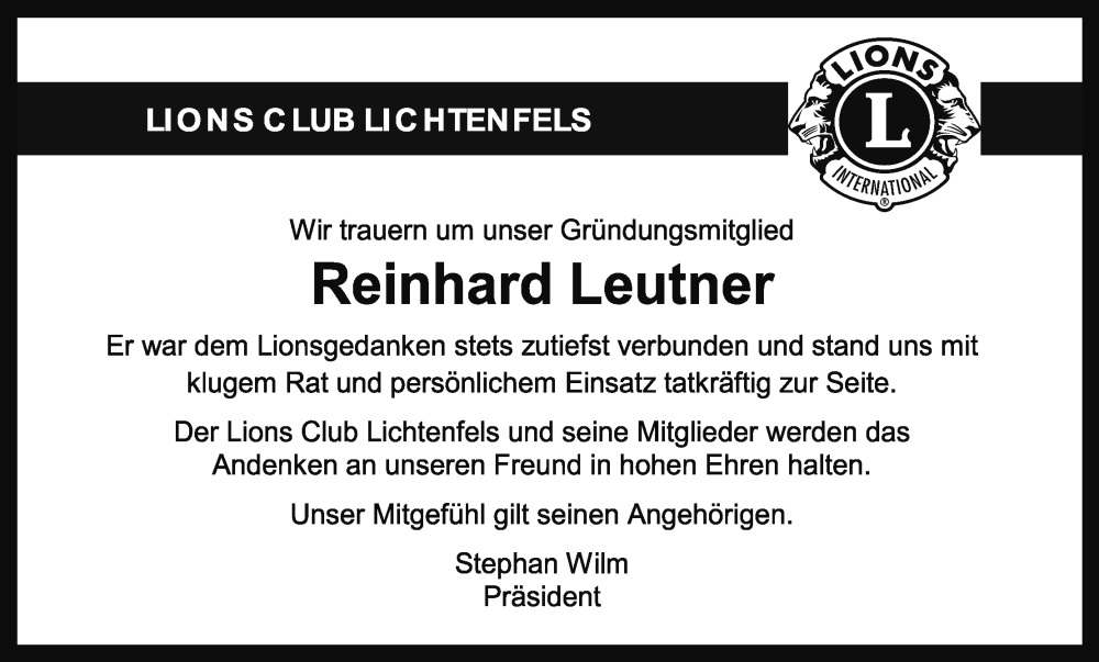  Traueranzeige für Reinhard Leutner vom 01.12.2022 aus MGO