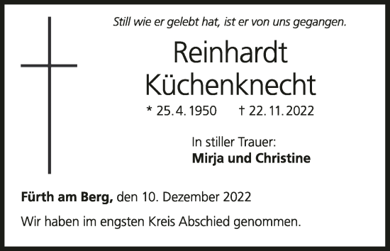 Anzeige von Reinhardt Küchenknecht von MGO