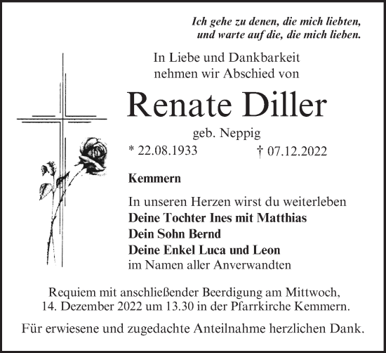 Anzeige von Renate Diller von MGO