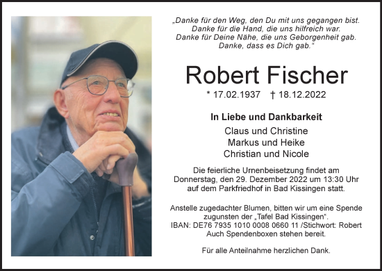 Anzeige von Robert Fischer von MGO