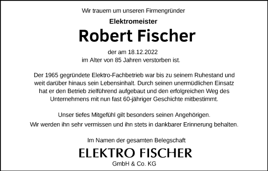 Anzeige von Robert Fischer von MGO