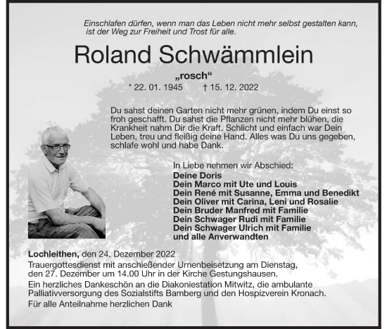 Anzeige von Roland Schwämmlein von MGO
