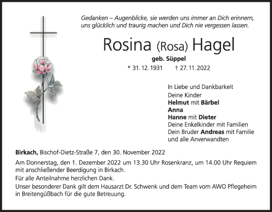 Anzeige von Rosina Hagel von MGO