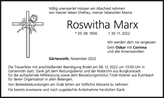 Anzeige von Roswitha Marx von MGO