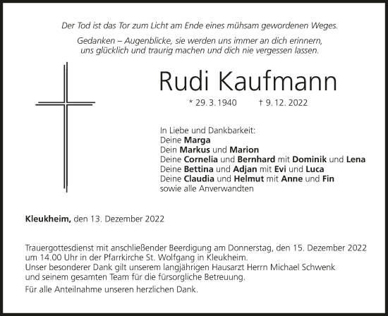 Anzeige von Rudi Kaufmann von MGO