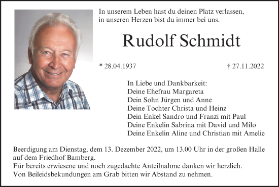 Anzeige von Rudolf Schmidt von MGO