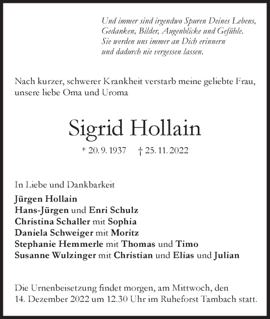 Anzeige von Sigrid Hollain von MGO