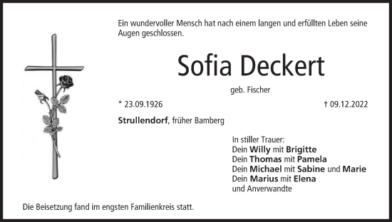 Anzeige von Sofia Deckert von MGO