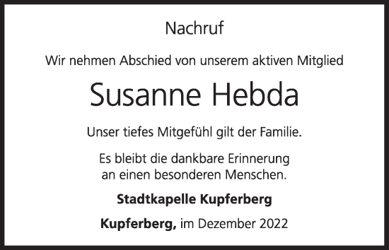 Anzeige von Susanne Hebda von MGO