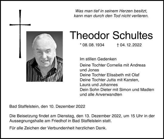 Anzeige von Theodor Schultes von MGO