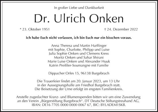 Anzeige von Ulrich Onken von MGO
