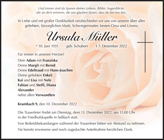 Anzeige von Ursula Müller von MGO