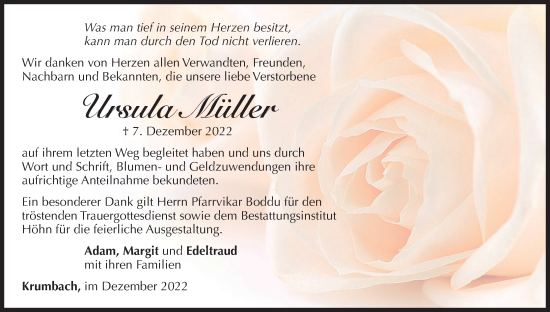 Anzeige von Ursula Müller von MGO