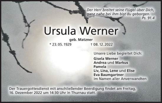 Anzeige von Ursula Werner von MGO