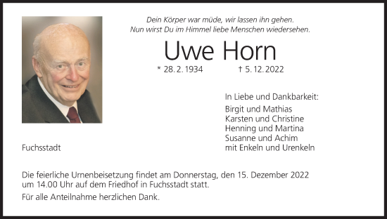 Anzeige von Uwe Horn von MGO