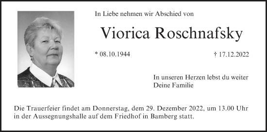Anzeige von Viorica Roschnafsky von MGO
