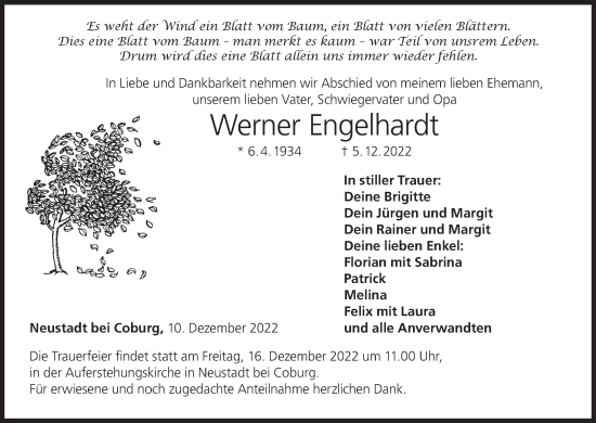 Anzeige von Werner Engelhardt von MGO