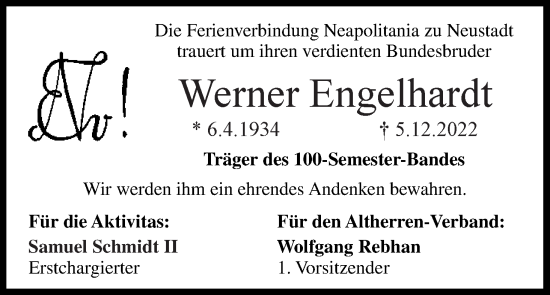 Anzeige von Werner Engelhardt von MGO
