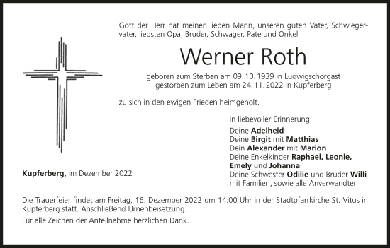 Anzeige von Werner Roth von MGO