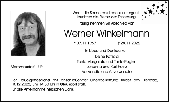 Anzeige von Werner Winkelmann von MGO