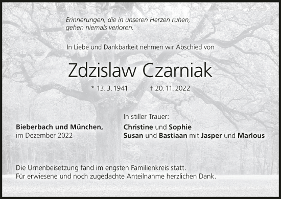 Anzeige von Zdzislaw Czarniak von MGO