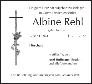 Anzeige von Albine Rehl von MGO