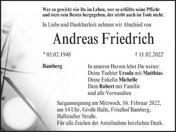 Anzeige von Andreas Friedrich von MGO