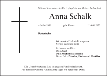 Anzeige von Anna Schalk von MGO