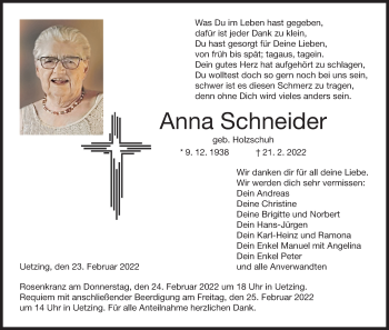 Anzeige von Anna Schneider von MGO