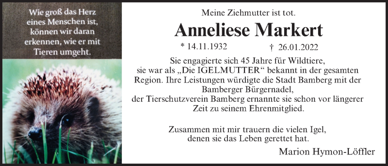  Traueranzeige für Anneliese Markert vom 05.02.2022 aus MGO