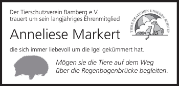 Anzeige von Anneliese Markert von MGO
