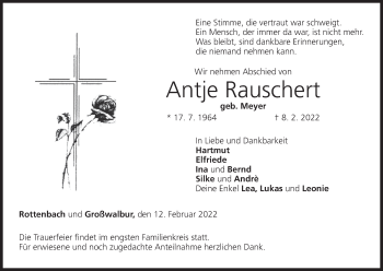 Anzeige von Antje Rauschert von MGO