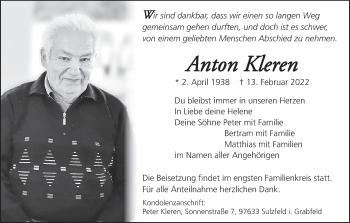 Anzeige von Anton Kleren von MGO