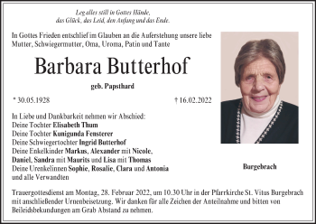 Anzeige von Barbara Butterhof von MGO