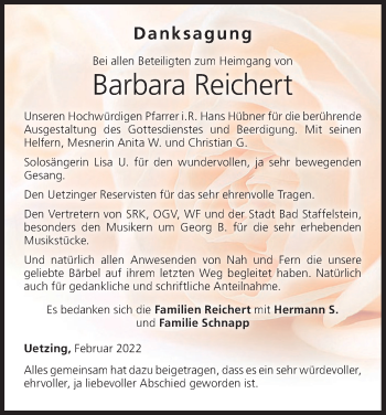 Anzeige von Barbara Reichert von MGO