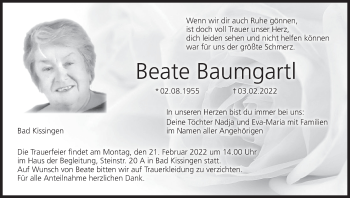 Anzeige von Beate Baumgartl von MGO