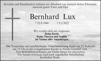 Anzeige von Bernhard Lux von MGO