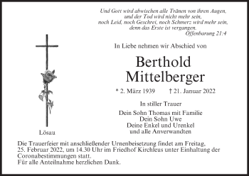 Anzeige von Berthold Mittelberger von MGO