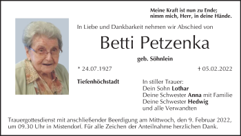 Anzeige von Betti Petzenka von MGO