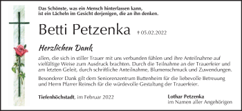 Anzeige von Betti Petzenka von MGO