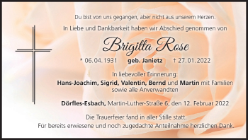Anzeige von Brigitta Rose von MGO