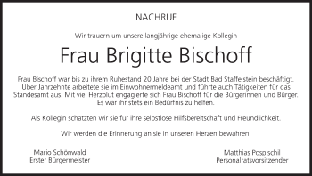 Anzeige von Brigitte Bischoff von MGO