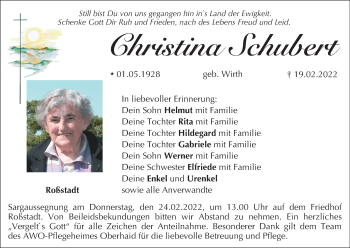Anzeige von Christina Schubert von MGO