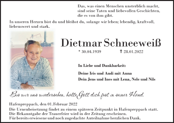 Anzeige von Dietmar Schneeweiß von MGO