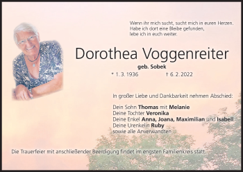 Anzeige von Dorothea Voggenreiter von MGO