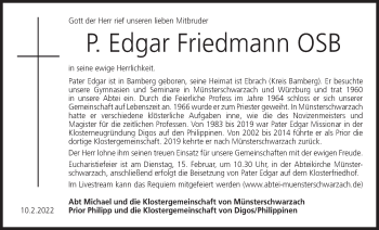 Anzeige von Edgar Friedmann von MGO