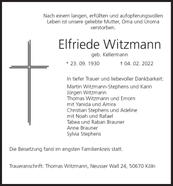 Anzeige von Elfriede Witzmann von MGO