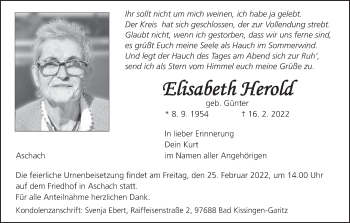 Anzeige von Elisabeth Herold von MGO