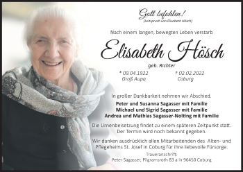 Anzeige von Elisabeth Hösch von MGO
