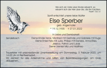 Anzeige von Else Sperber von MGO